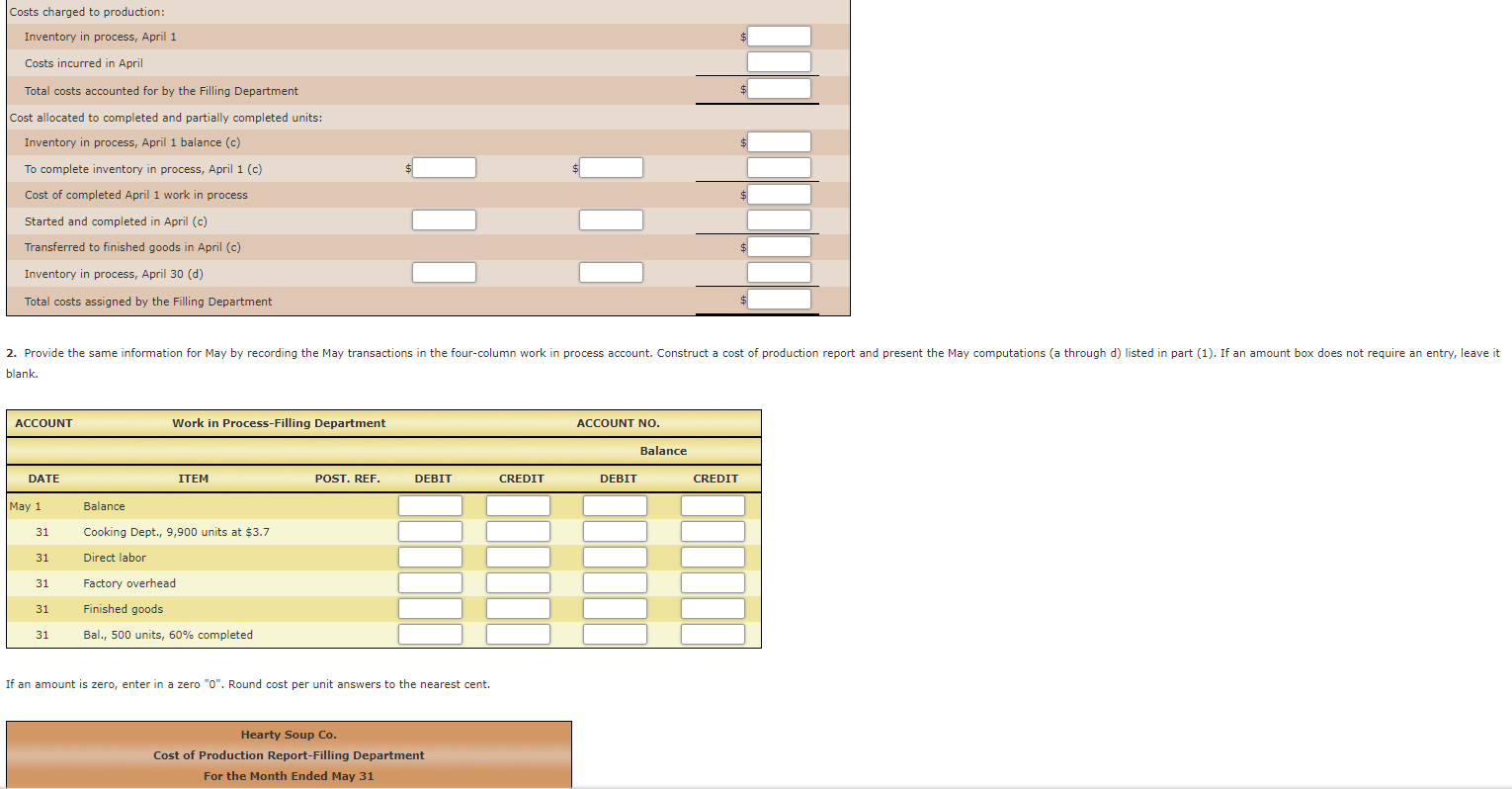 costs of processing soup, which requires the cooking and filling processes. Materials