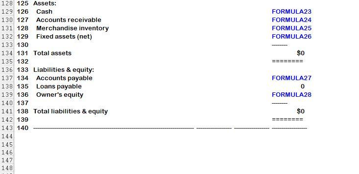data sets above and input all of the necessary formulas to find