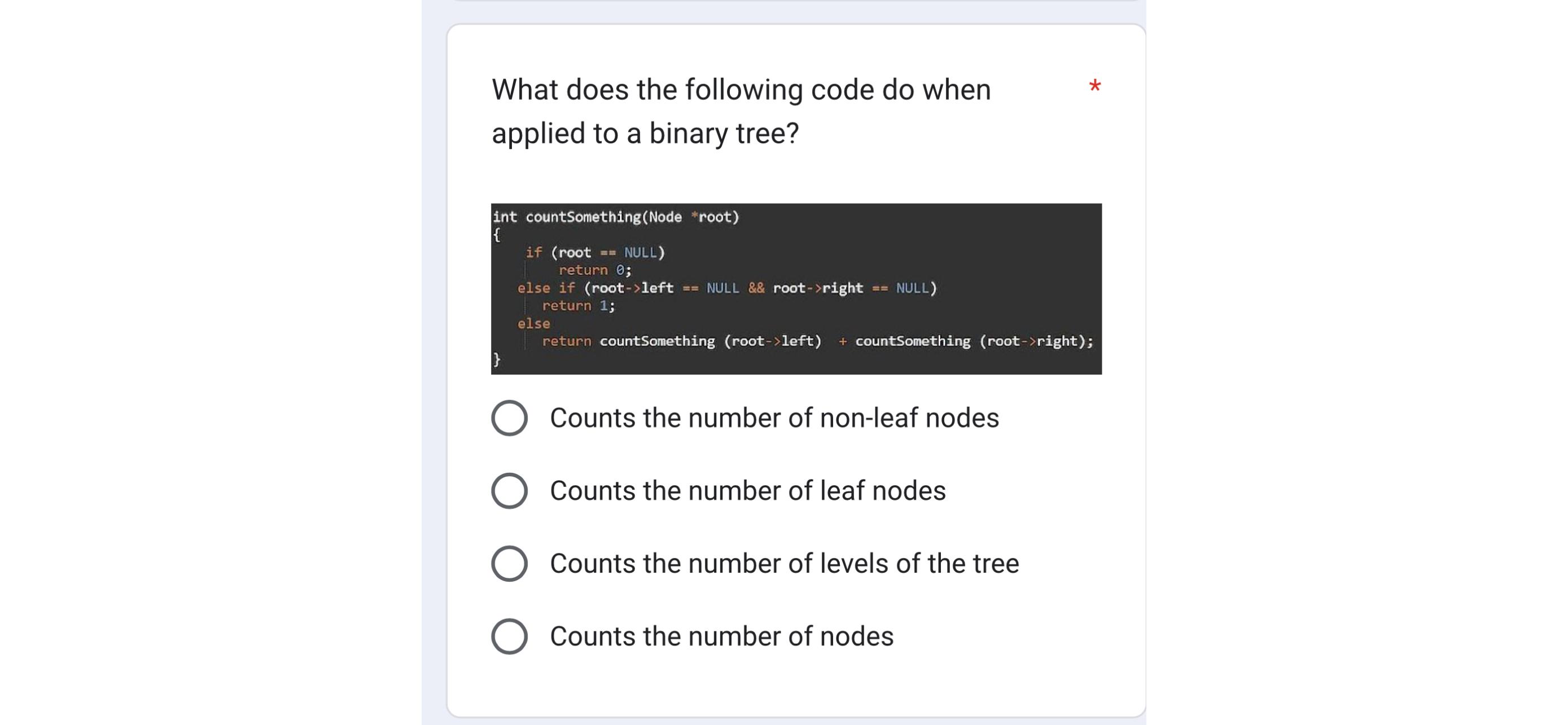  What does the following code do when applied to a binary
