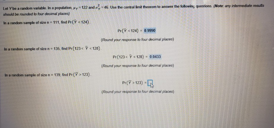  Let Ybe a random variable. In a population, My = 122