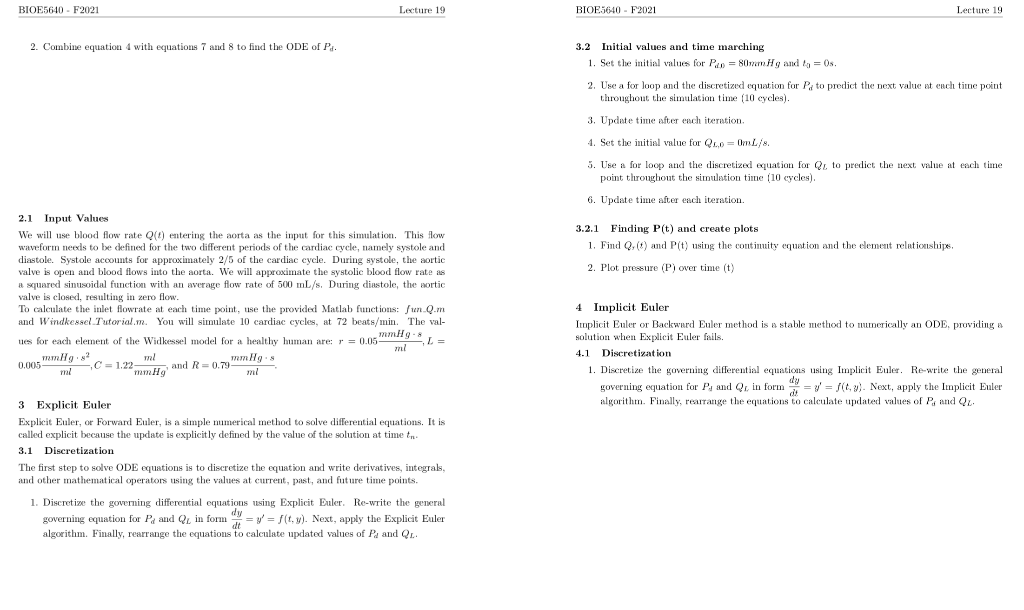 all coefficients for the 4-element Windkessel Model h = 0.01; % time