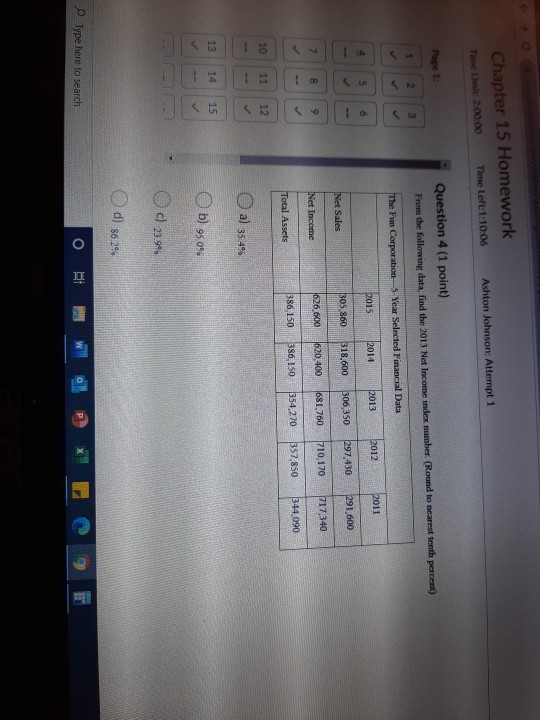 Chapter 15 Homework Time Left:1:10:06 Ashton Johnson: Attempt 1 The Limit: