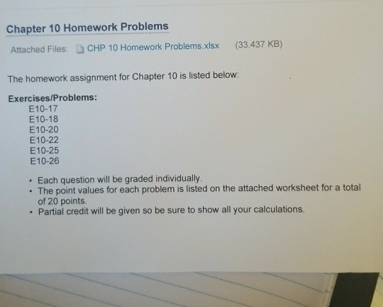chapter10 homework e10 - 17 Chapter 10 Homework Problems Attached Files: CHP