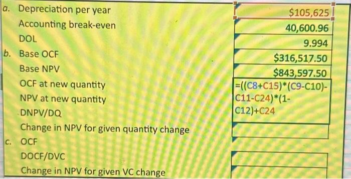 depreciation is straight-line to zero over the life of the project. Sales