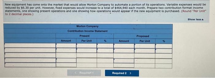 Margin of Safety [ LOG-4, LOG-5, LOG-7, LOG-8] Morton Company's contribution format