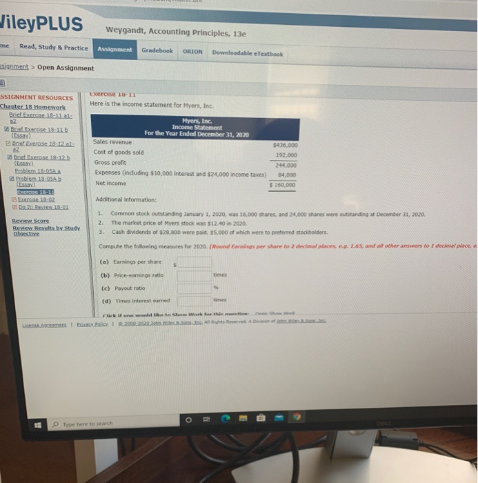  JileyPLUS Weygandt, Accounting Principles, 13e me Read, Study & Practice Assignment