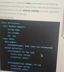  Wur task hefe sto implement Java code based on the follcwing