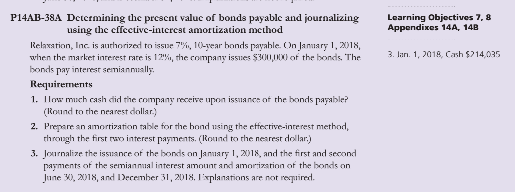  Learning Objectives 7, 8 Appendixes 14A, 14B 3. Jan. 1, 2018,
