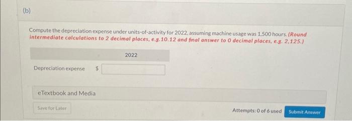 compute the depreciation expense Compute the depreciation expense under units-of-activity for 2022,