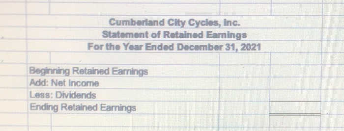an outline for the financial statements with all headings, accounts, columns, and