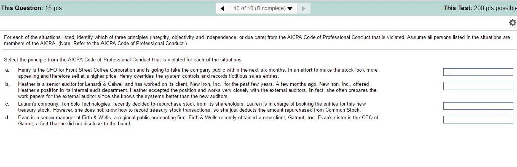 I need help solving this :) Possible options are due care, Integrity,