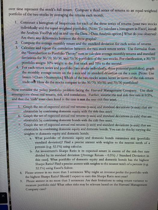 need help with 5-9. using Apple and Google as my two stocks.