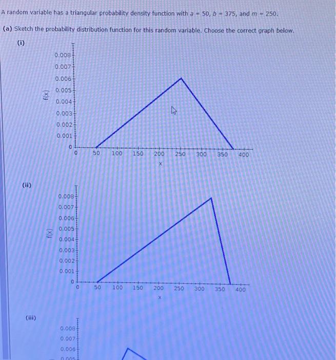  A random variable has a triangular probability density function with a