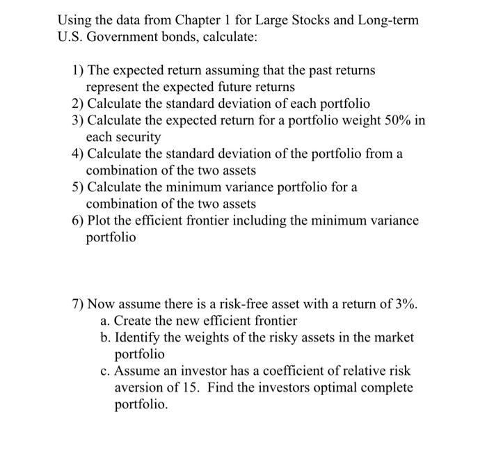  Using the data from Chapter 1 for Large Stocks and Long-term