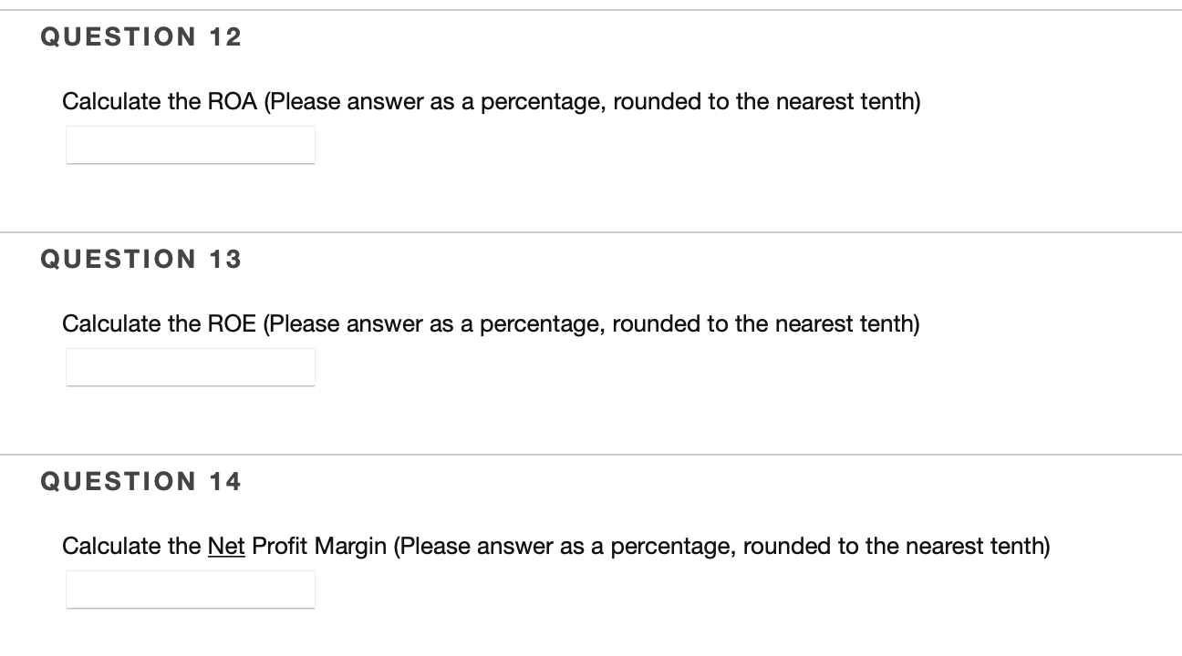 percentage, rounded to the nearest tenth) QUESTION 2 Calculate the Quick Ratio