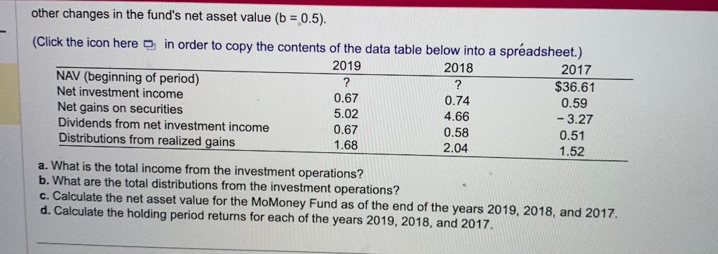  Please solve part c and d other changes in the fund's