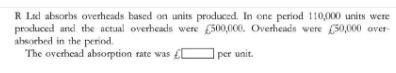  R Le absorbs overheads based on units produced. In one period