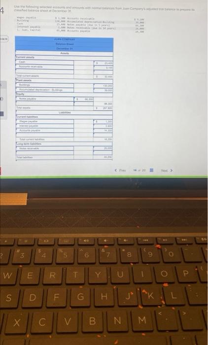  4 D 2 W S Use the folowing sected accounts and