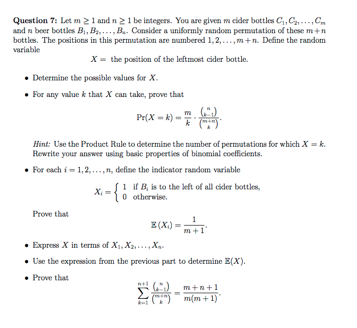 Question 7: Let m > 1 and n > 1 be