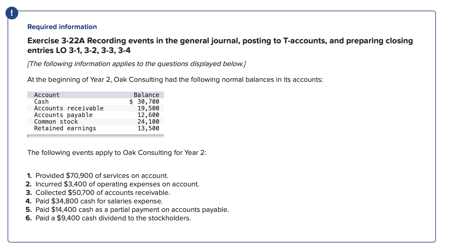  ! Required information Exercise 3-22A Recording events in the general journal,