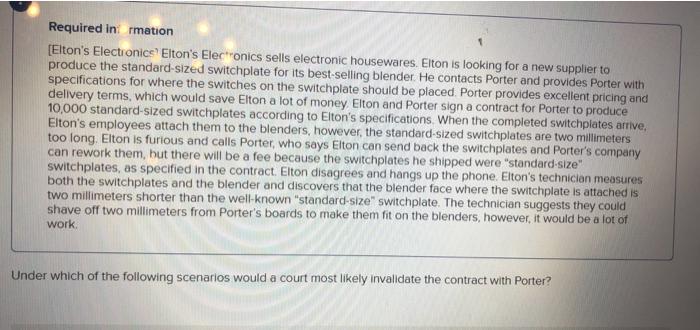 Required in rmation [Elton's Electronics Elton's Electronics sells electronic housewares. Elton