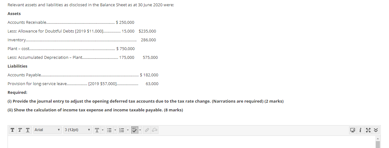 requested that you prepare the tax-effect accounting information for the year ended