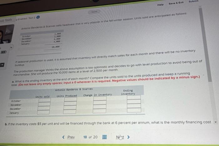  Submit Help Save & Exit Tools bed Test Antonio Banderas &