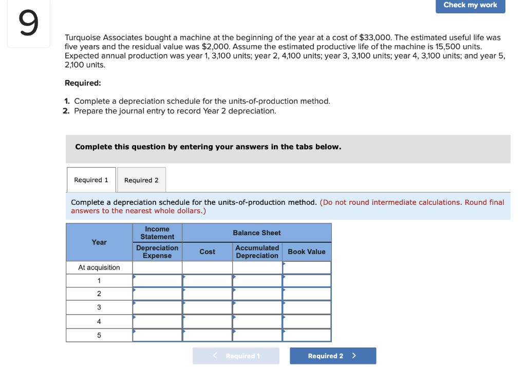  Check my work 9 Turquoise Associates bought a machine at the
