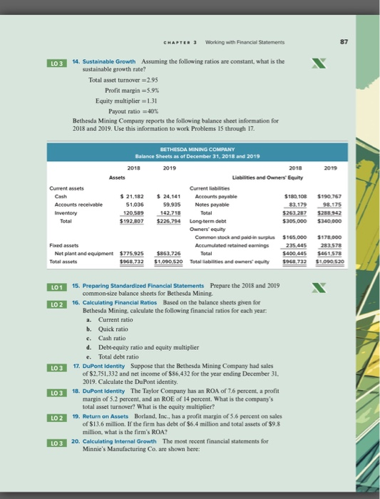 16 a 16c CHAPTER 3 Working with Financial Statements LO 3 14.