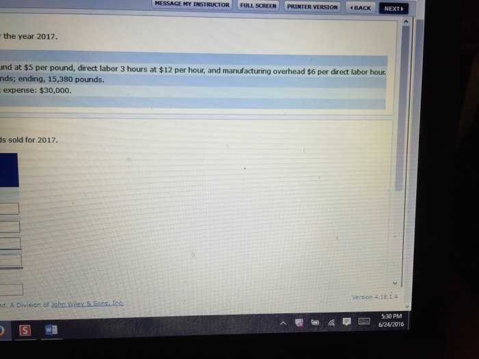 has accumulated the following budget data for the year 2017. 1. Sales: