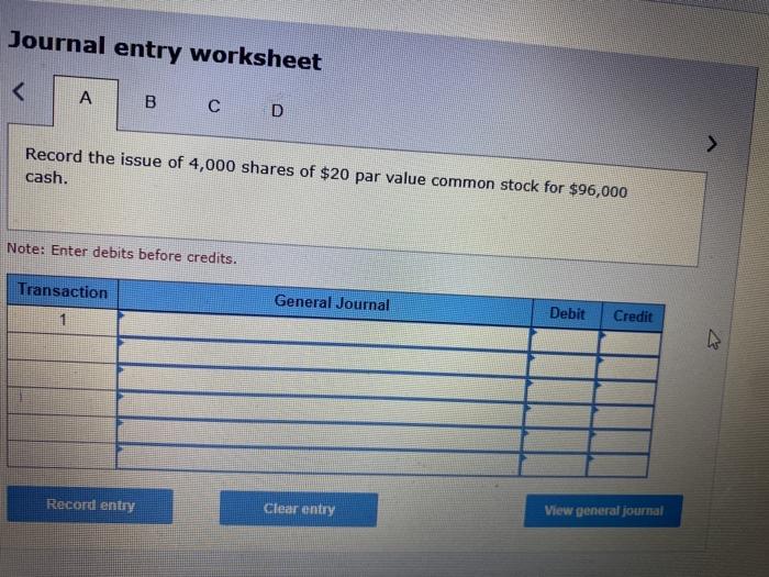  Journal entry worksheet