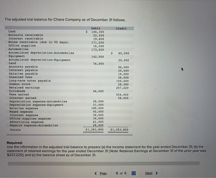  i meed helpmsolving this problem! The adjusted trial balance for Chiara