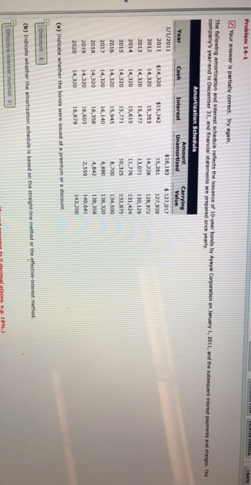 PAIRIER EASION Problem 14-1 BACK) Your answer is partially correct. Try