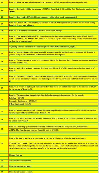 38. I think everything else is done right 21. Juse 28: Billed