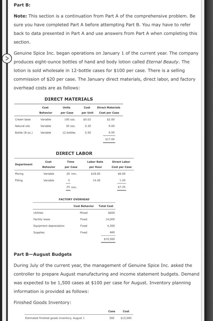 Part B: Note: This section is a continuation from Part A