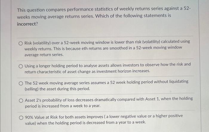 holding period to analyse assets allows investors to observe how the risk