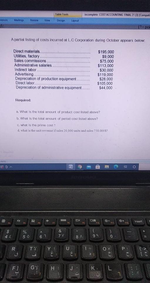 Table Tools incomplete COST ACCOUNTING FINAL 21 (3) Compati eventos Mangs