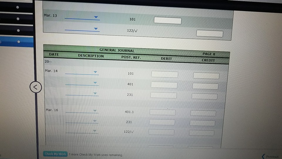 during March 20- Mar. 1 Sale on account No. 33C to Donachie