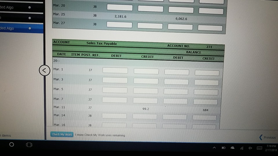 sales tax. 7 Cash sales for the week were $3,190 plus sales