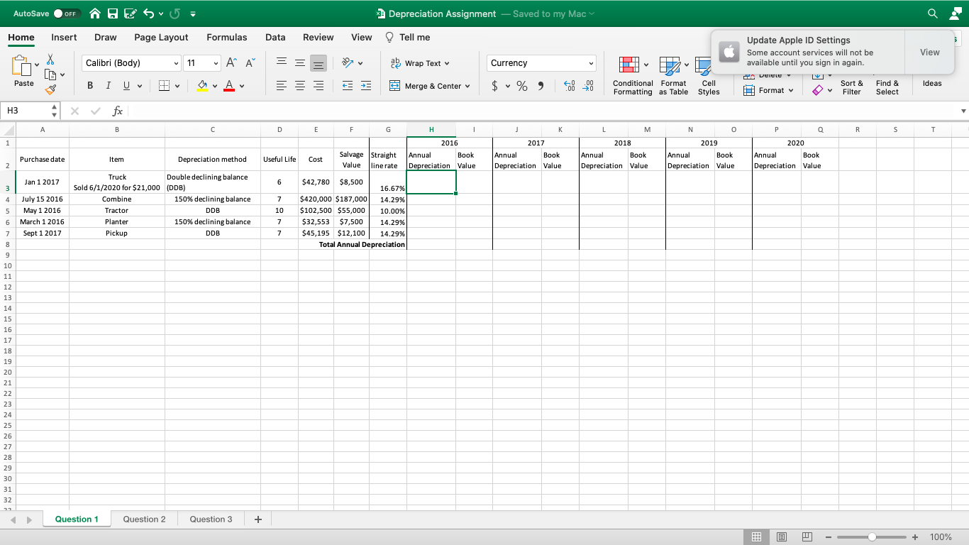 AutoSave OFF BE SU Depreciation Assignment - Saved to my Mac