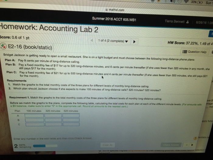  Bridget Jackson is getting ready to open a small restaurant. She