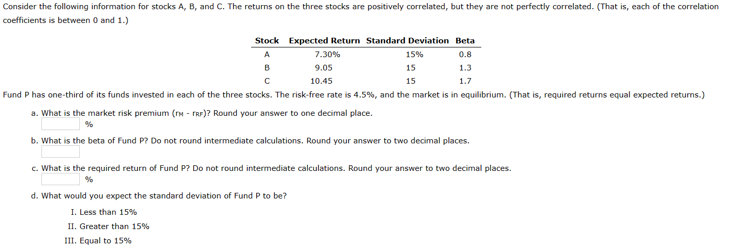  coefficients is between 0 and 1.) a. What is the market