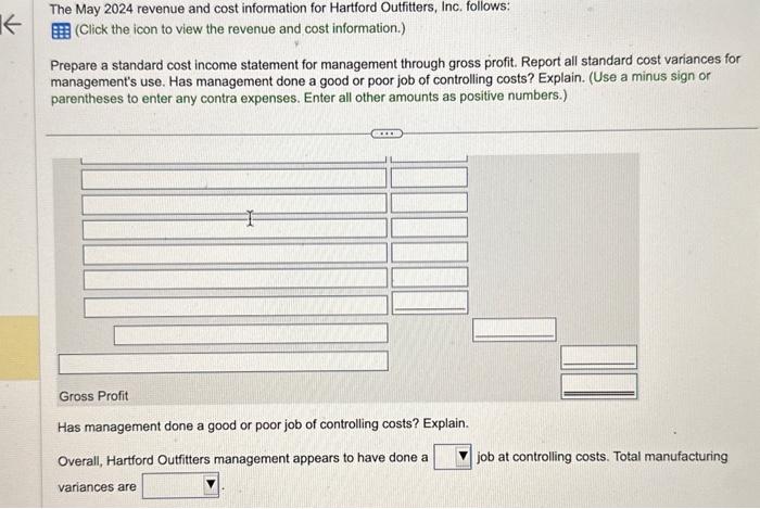 There is no other information neeeded. The May 2024 revenue and cost