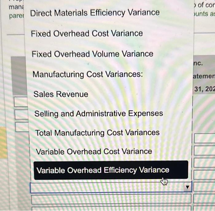 through gross profit. Report all standard cost variances for management's use. Has