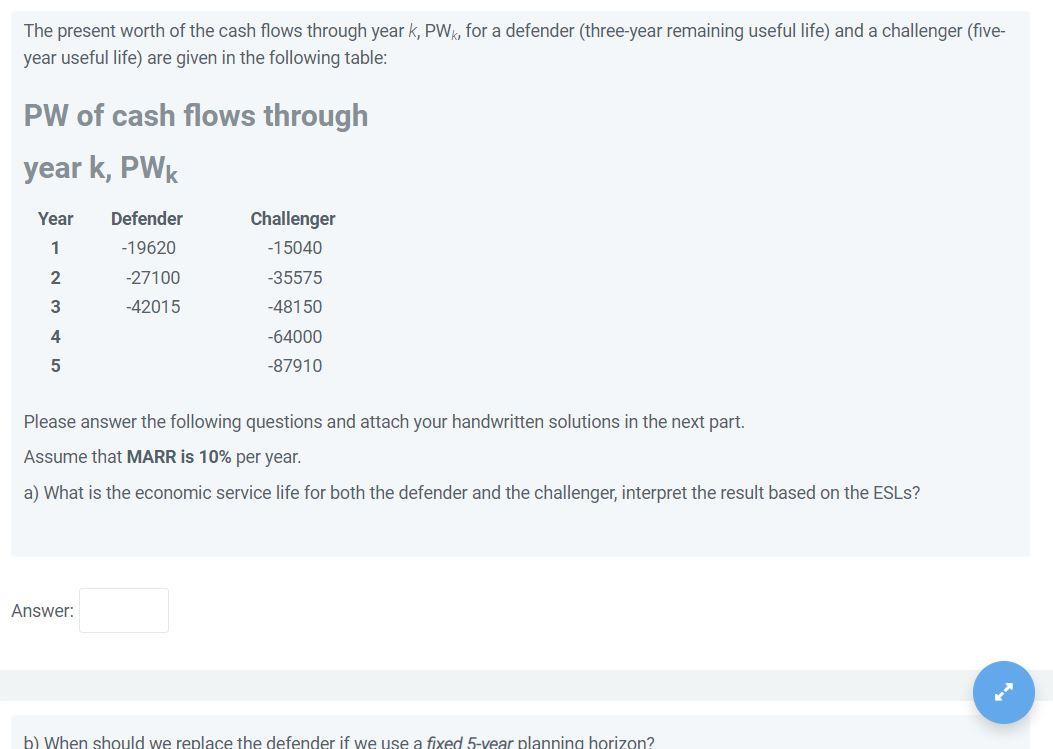 Do not use excel please !!! The present worth of the cash