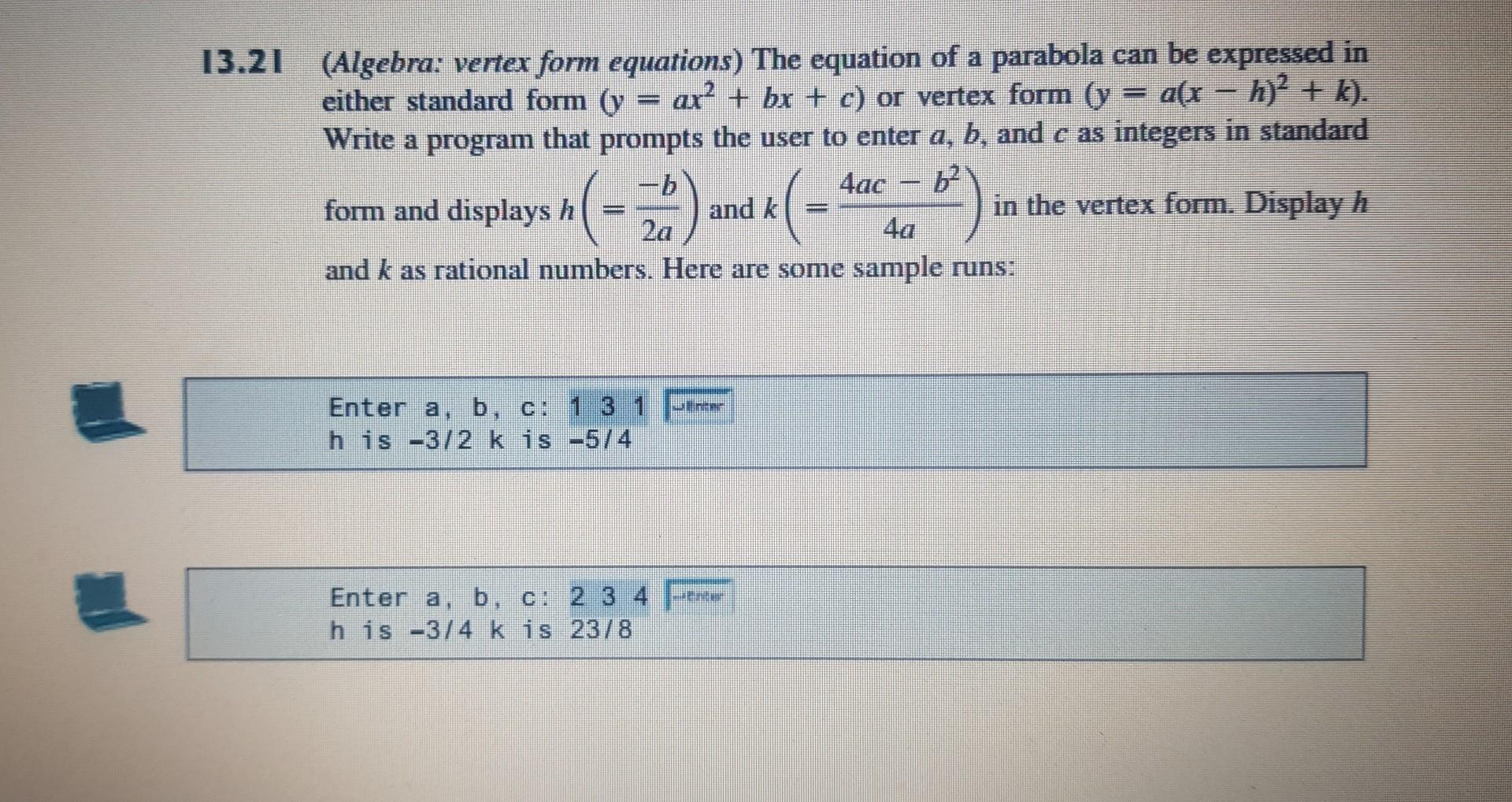  Object Oriented Programming ll 21 (Algebra: vertex form equations) The equation