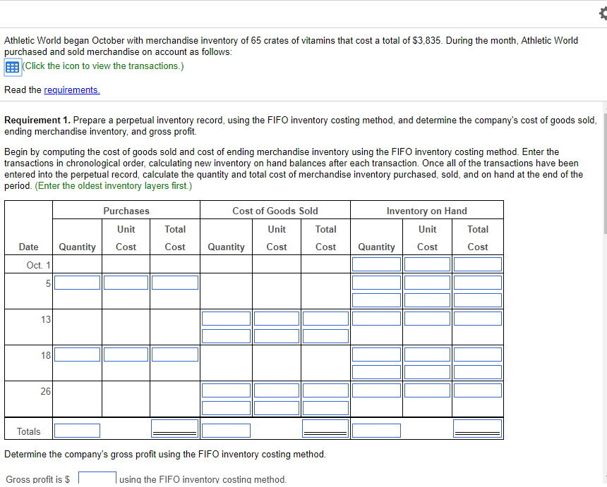 inventory, and gross profit. Prepare a perpetual inventory record, using the LIFO