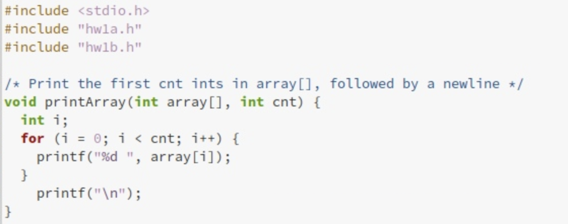 the first cnt ints in array[], followed by a newline */ void