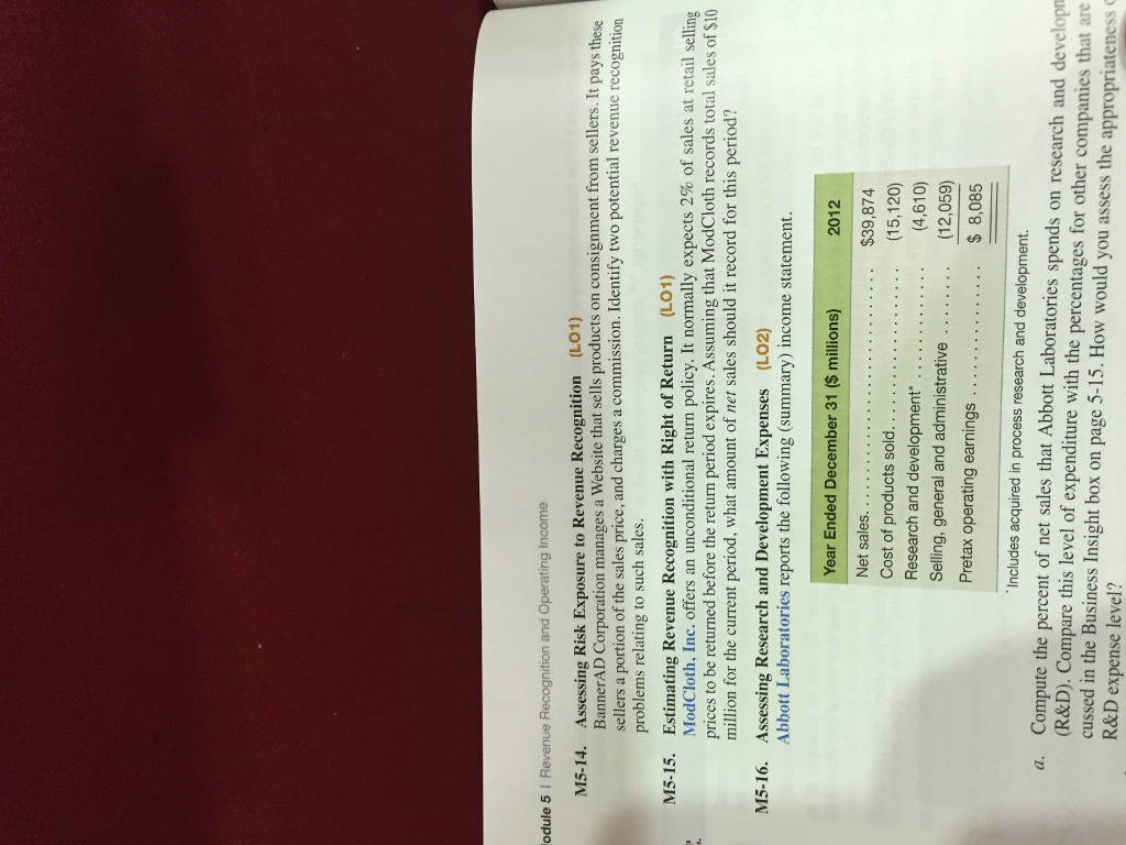Please answer M5-14 and would appreciate if you explain your answer. Thanks