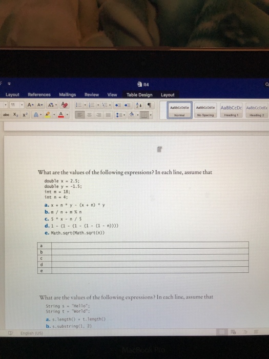 integers and floating-point numbers. Declare constants when appropriate. a. The number of
